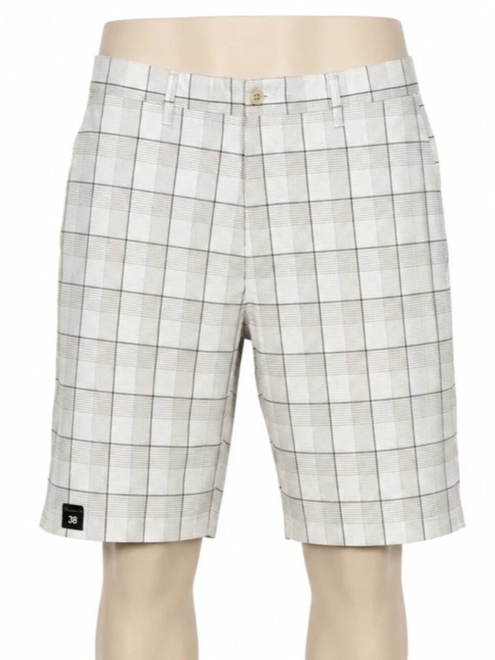 NWT Men's PGA Tour Brand Plaid Golf Shorts Blue Beige W 38 NEW